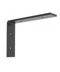 Sturdy L Shaped Wall Mount Bracket For Floating Shelves And Desks, Black Cold Rolled Steel side view.