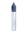 Front view of AYCHOLIZ 60° chamfer end mill, 3/8" carbide V-bit, AlTiN coated, 4-flute