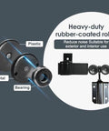 Heavy Duty Exterior Sliding Door Roller Hanger Kit, 2 Pack, 300 Lb Capacity, showing nylon coated wheels and L guides