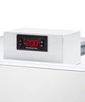Digital thermostat display of Top Tier 33 Inch Upright Freezer With Built In Icemaker And True No Frost Operation.