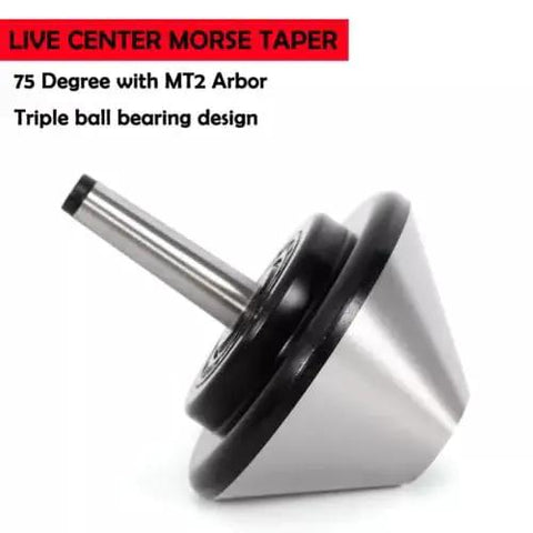 Bull Nose Lathe Live Center 120mm 75 Degree MT2 Compatible Alloy Steel Tailstock Center for Lathe Processing