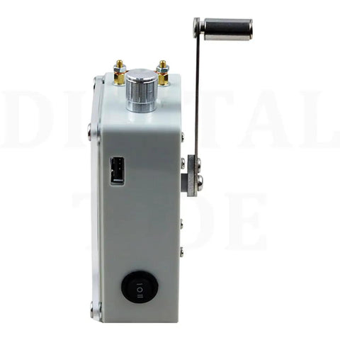 Side view of Hand Crank Generator 6V 20F Super Capacitor Portable Manual Emergency Power Supply With COB LED Light And USB Output