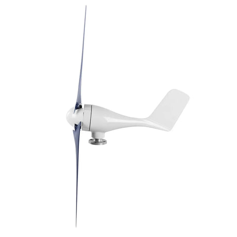 Side view of 1200W Wind Turbine Kit For Marine And Home Power 3 Blade Generator System Blue 12V Easy Install Adjustable Voltage And Current