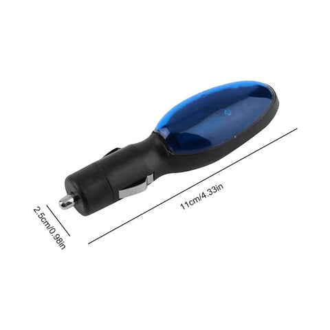 Auto Fuel Saver Plug and Play Portable Gas Saver for Cars and Trucks Boosts Power and Mileage Save 10 to 30 Percent on Gas Economizer Energy Economy Device Blue 1 Piece, shown at an angle with size dimensions
