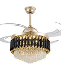 Experience The Refresh This Modern Invisible Ceiling Fan Lamp Brings with Whisper Quiet Operation Smooth Led Glows and Variable Speed Control Making It Perfect for Any Living Room Dining Room or Bedroom Setup where You Want Pure Chill Vibes; featuring black and gold design with elegant crystal accents.