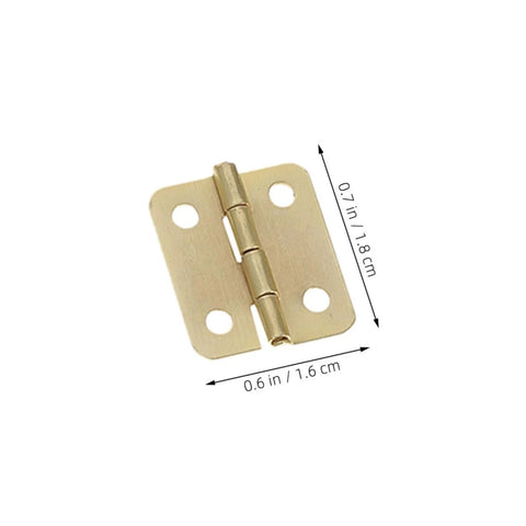 Single hinge from the 40 Piece Iron Miniature Hinges With Screws For Jewelry Box And Wooden Chest, shown with measurements.