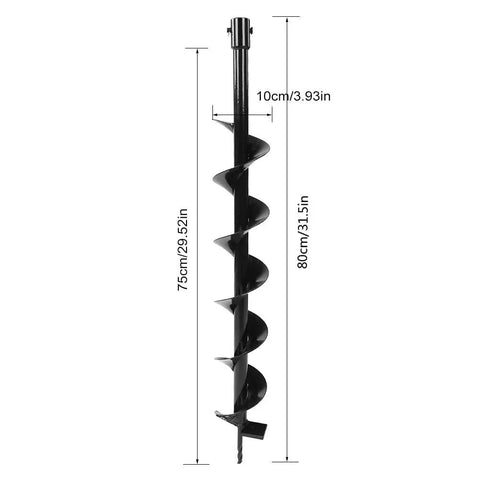 Pro Grade Garden Auger Drill Bit For Quick Post Holes And Tree Planting Manganese Steel Single Blade 80 Cm Length 10 Cm Diameter