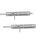 Top Tier Heavy Duty 10 Pack Stainless Steel Slide Bolt Latches for Securing French Doors Barn Sheds And Gates With No Sweat Install and Rock Solid Security Hold, close-up view.