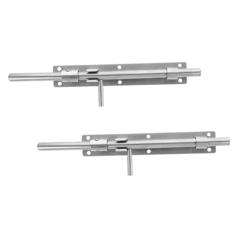 Top Tier Heavy Duty 10 Pack Stainless Steel Slide Bolt Latches for Securing French Doors Barn Sheds And Gates With No Sweat Install and Rock Solid Security Hold, close-up view.