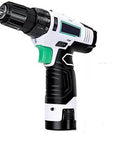 Heavy Duty Cordless Lithium Hammer Drill Impact Driver Kit With 25 Plus One Torque Settings Variable Speed Trigger Grip, side view.
