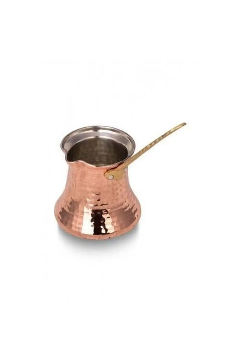 Handcrafted Copper Turkish Coffee Pot Stovetop Brewer Single Serve Ibrik Cezve For Turkish Greek Arabic Coffee With Traditional Metal Finish Copper And Even Heat Distribution Easy Pour Old School Brew Vessel