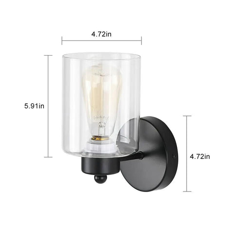 One Light Matte Black Bathroom Vanity Sconce With Clear Glass Shade Vintage Style Wall Light Fixture Dimensions