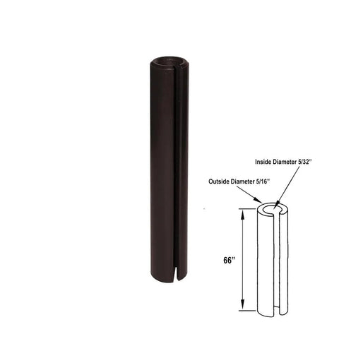 Heavy Duty Plastic Shower Door Hinge Sleeve Replacement Part, 66 Inches Long With 5/16 Outer And 5/32 Inner Diameter, showing dimensions and smooth fit.