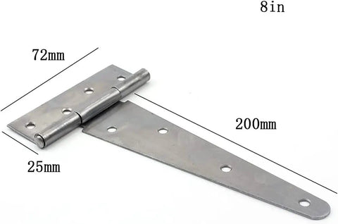 Two Pack 8 Inch Black T Strap Door Hinges For Wardrobes And Gates Beefy Heavy Duty Japanned Iron With Rust Resistant