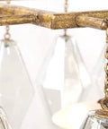 Close-up of the Sleek French Inspired Long Led Chandelier With Prismatic Glass Pendant Lamp For Bedroom And Living Room Retro Ceiling Light Fixture.