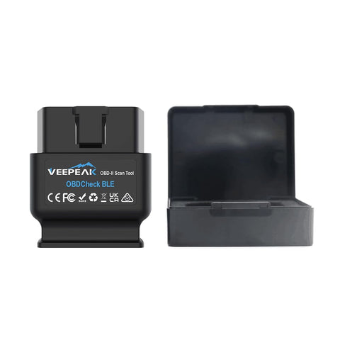 OBD II Bluetooth Scanner With BLE For iOS And Android, Plug N Play Wireless Car Diagnostic Tool with black case shown