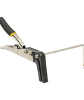 Angular Metal Folding Pliers For Arc And Angle Bending, Steel Channel Letter Tool Clamp with black handle, side view.