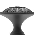 Side view of 25 Pack Matte Black Cabinet Knobs 1.25 Inch Round Zinc Drawer Knobs with Victorian Floral Pattern, featuring a vintage sunflower design.
