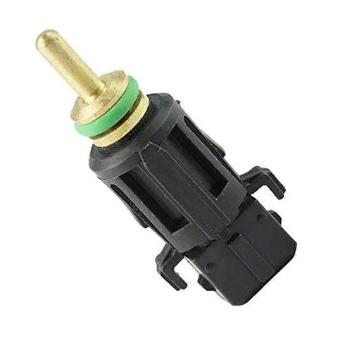 Hella Durable Coolant Temperature Sensor In Lower Radiator Hose Straight Swap Compatible With BMW E46 E90 E39 E87 E60 F10 Plug And Play Engine Cooling Monitor Ref 13621433077 showing the sensor with brass tip and green ring.