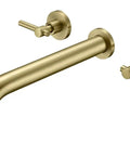 Wall Mounted Tub Filler Faucet In Brushed Gold With Solid Brass Construction And Brass Rough In Valve Set For Modern Bathrooms