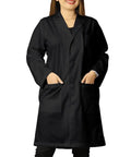 Top Notch Ultra Comfortable Unisex Black Lab Coat Poly Cotton Blend 40 Inch Long Workwear For Men And Women Durable Easy Movement