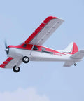 Beaver V2 Seaplane RC Plane With 2000mm Wingspan 78 Inches in flight showing red and white design, six channel remote, LED lights.