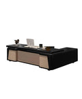 Modern Executive Computer Desk With Built In Storage Cabinet, Grind Ready Home Office Workstation, Boss Approved Writing Table designed for organization and efficiency.