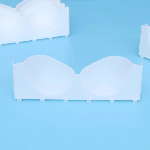 Six Piece Clear Plastic Bra Storage Box With Dividers For Wardrobe Closet Drawer Organization To Keep Lingerie Lineup Hella Neat And Shielded From Deformation A Straight Up Must Have Staple, close-up view of dividers.