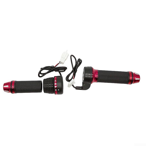 Four Gear Electric Bike Throttle Grip With ABS Rubber Handle for 48V 60V 72V Ebikes, black and red with cables