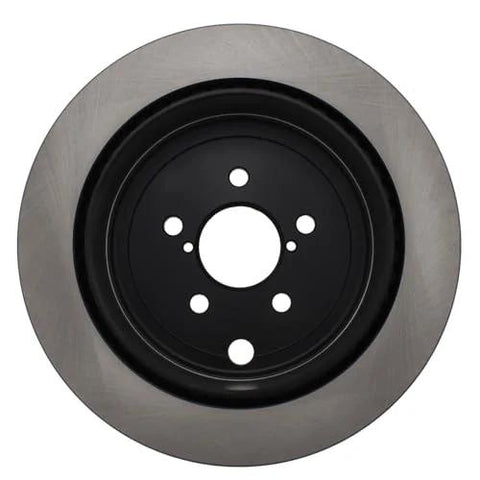 Front view of Centric Premium 120.47031 rear brake rotor; metal disc with black center hub and five lug holes
