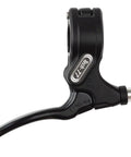 Tech 77 Right BMX Brake Lever Black Aluminum Hinged Clamp Tool Free Install Cold Forged Anodized Construction For Durable Corrosion Resistant Braking For BMX Riders On Every Ride, showing side view