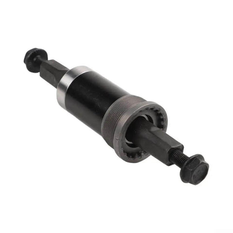 Solid Alloy Bike Bottom Bracket 73x124mm For E-Bikes With Iso Square Taper Fits Your Ride And Handles Harsh Snow Or Beach Sand Like A Boss Without Any Wobbly Issues. alloy bottom bracket with square taper and threaded ends on white background