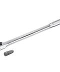 Quarter Inch Drive 72 Tooth Quick Release Locking Flex Slim Head Ratchet With 12 Inch Length Fast Adapter Head on white background