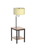 LED Floor Lamp With End Table And USB Ports RGB Color Changing Lights Built In Power Outlet Bedside Nightstand Lamp Rustic Modern