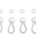 Close-up of 8-Inch White Shock Cord And Fastener Clips For Canvas Covers, 4 Pack, Marine-Grade Bungee Cord with No Tools Needed