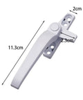 Casement Locking Window Handle With Aluminum Alloy Build for left-handed use, white, dimensions 11.3x2.3x2cm