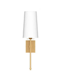 Wireless Battery Operated Wall Sconce Set Of Two With White Fabric Shade Remote Control No Wiring Dimmable Indoor Bedroom Vanity Lighting Bulbs Included Easy Setup Modern Slim Design shown in gold finish