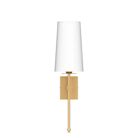 Wireless Battery Operated Wall Sconce Set Of Two With White Fabric Shade Remote Control No Wiring Dimmable Indoor Bedroom Vanity Lighting Bulbs Included Easy Setup Modern Slim Design shown in gold finish