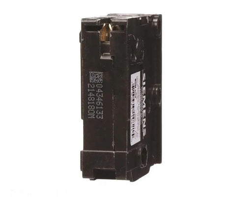Single Pole Thirty Amp QP Circuit Breaker For One Twenty Volt Load Panels With Ten Thousand Amp Rating, side view of durable black unit.