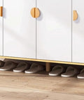Four Pack Semicircle Wood Cabinet Handles Beechwood Solid Wood Vintage Hardware for kitchen cabinets with white doors