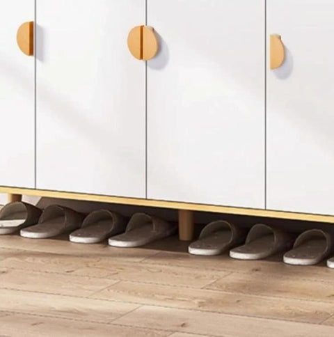 Four Pack Semicircle Wood Cabinet Handles Beechwood Solid Wood Vintage Hardware for kitchen cabinets with white doors