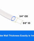 Clear PVC vinyl tubing, 5/8 in ID x 3/4 in OD, 1 mm wall thickness.