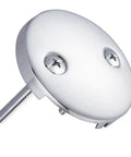 Heavy Duty Stainless Steel Tub Overflow Faceplate with Matched Screws, 3-1/8 inch round design, rust resistant finish.