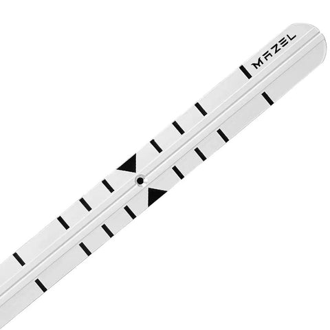 Close-up of alignment rail from Three In One Alloy Steel Golf Putting Aid Set with markings for precision distance control on putting green.