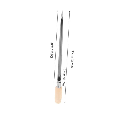 Stainless Steel Grain Sampler With Wooden Handle For Wheat And Rice Sampling shown in full length with dimensions
