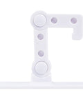 Kid Proof Door Lock For Cabinets And Refrigerators Easy To Use White Plastic Lever Lock That Keeps Curious Little Ones From Opening Cabinets Drawers Windows And More, displaying white plastic design.