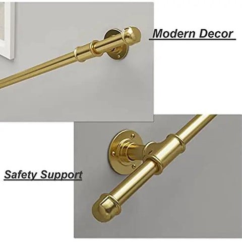 Hella Sturdy Gold Wrought Iron Handrail For Elderly And Kids Safety Stair Railing With No Sweat Indoor Outdoor Grab Complete Kit installed on wall