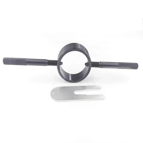 Motorcycle Fork Spring Compressor Tool Kit For Inverted USD Forks CNC Machined From Aircraft Grade 6061 Aluminum on white background