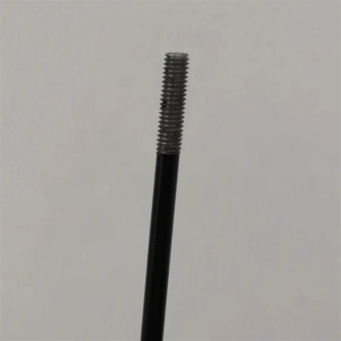 Close-up of threaded end of Sixteen Pack 12G Two Point Six Millimeter J Bend Round Body Black Wheel Spokes For High Speed Electric Bikes