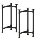 Beefy Industrial Pipe Desk Leg Set 28 Inch Heavy Duty Vintage Style Furniture Legs For Dining Tables Coffee Tables Benches Set Of 2 Durable Cast Iron Hardware, black finish